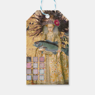 Etiqueta Para Presente Peixes Mulher Vintage Gótico Clássico