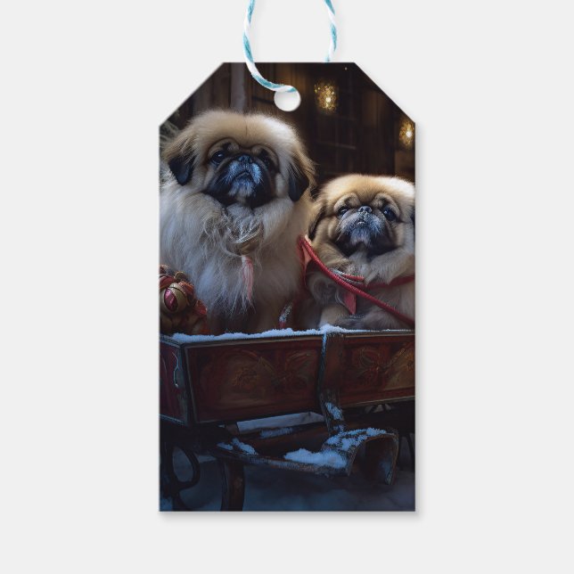 Etiqueta Para Presente Pekingese Christmas Fesason Season (Frente)
