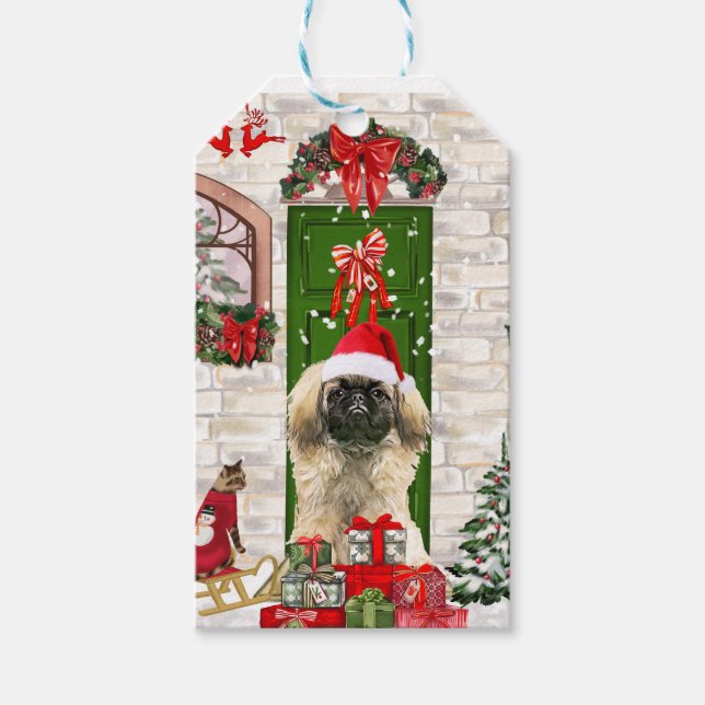 Etiqueta Para Presente Pekingese Dog Christmas (Frente)