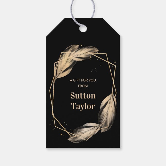 Etiqueta Para Presente Penas do ouro em preto (Frente)