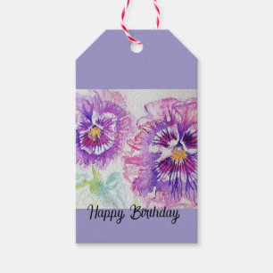 Etiqueta Para Presente Pensamento Pensamentos Flor Água-tinta Floral Roxo