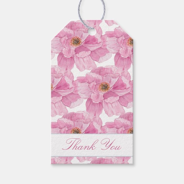 Etiqueta Para Presente Peônia Rosa Aquarela (Frente)