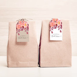 Etiqueta Para Presente Peônias Rústicas Chuveiro de Noiva com Letra Elega