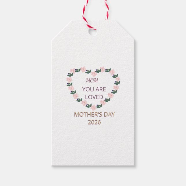 Etiqueta Para Presente Peony Heart Warm Wishes for Mom (Frente)