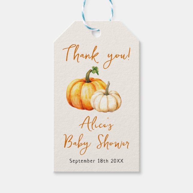 Etiqueta Para Presente Pequena Abóbora Rústica Outono Bebê Shower (Frente)