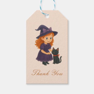 Etiqueta Para Presente Pequena Bruxa & Gato Chuvinha de Bebê Menina de
