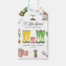 Etiqueta Para Presente Pequena Chá de fraldas de jardinagem rosa-botas