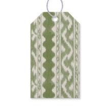 Pequena Escala Ikat Verde Musgo em Creme