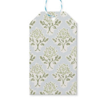 Pequena Estampa Floral em Bloco Verde, Azul Claro