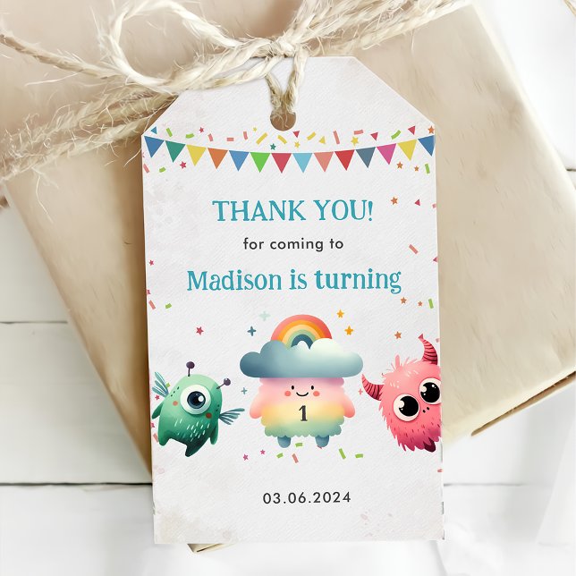 Etiqueta Para Presente Pequena Festa de aniversário do Monstro (Criador carregado)