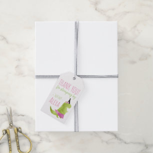 Etiqueta Para Presente Pequena Garota Dinossaur Tutu Rosa Noivado Verde R