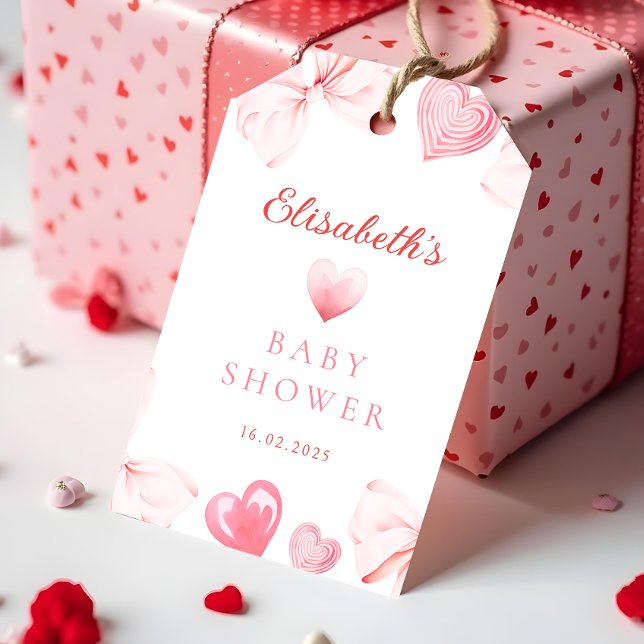 Etiqueta Para Presente Pequeno Arco Rosa-Rosa-Chá de fraldas (Criador carregado)