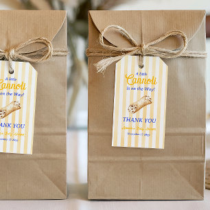 Etiqueta Para Presente Pequeno Cannoli Amarelo Azul Churras de Bebê Itali
