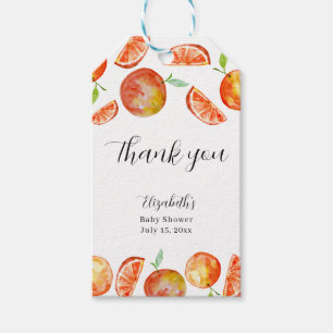 Etiqueta Para Presente Pequeno Chá de fraldas Cutie Obrigado Laranja