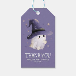 Etiqueta Para Presente Pequeno chá de fraldas roxo do Boo Halloween