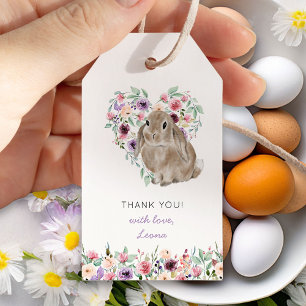 Etiqueta Para Presente Pequeno Coelhinho Floral Amor Coração Obrigado