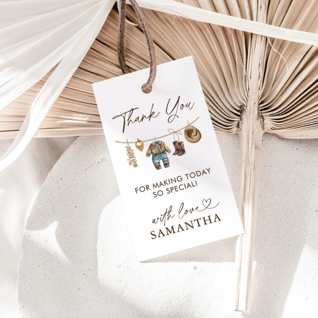 Etiqueta Para Presente Pequeno Cowboy, Rodeio do Oeste Selvagem Ocidental (Criador carregado)