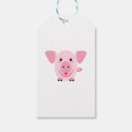 Etiqueta Para Presente Pequeno porco rosa feliz e fofo