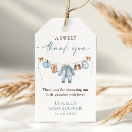 Etiqueta Para Presente Pequeno Pumpkin Cai Blue Boy Chá de fraldas Favor