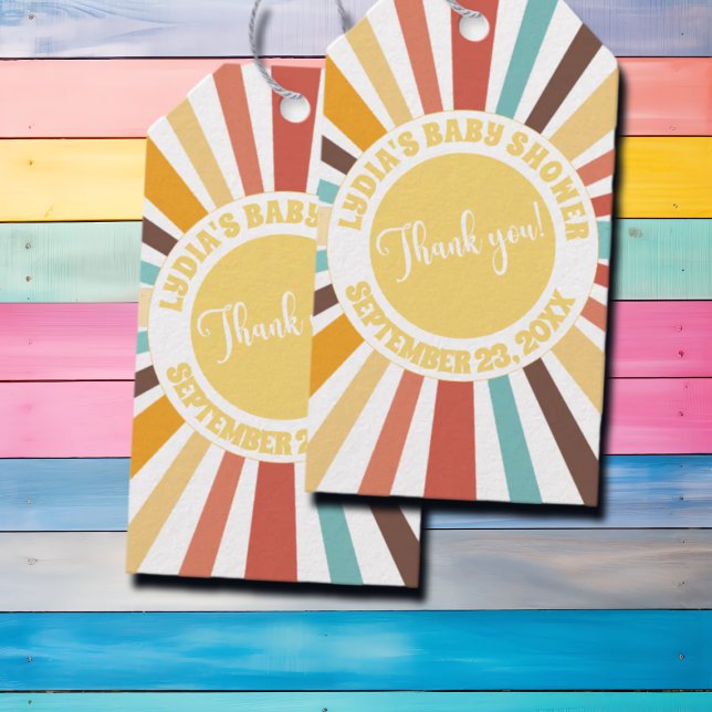 Etiqueta Para Presente Pequeno Raio De Chá de fraldas Sol (Criador carregado)