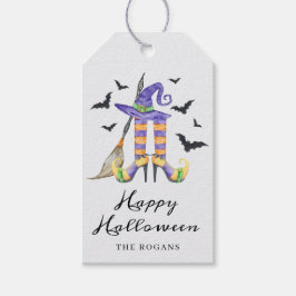 Etiqueta Para Presente Pernas e Chapéu de Bruxa de Halloween