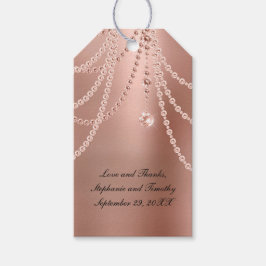 Etiqueta Para Presente Pérolas de Ouro Rosa Personalizadas com Diamantes 