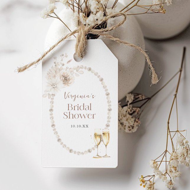 Etiqueta Para Presente Pérolas e Prosecco (Pearls and Prosecco Gift Tags
)