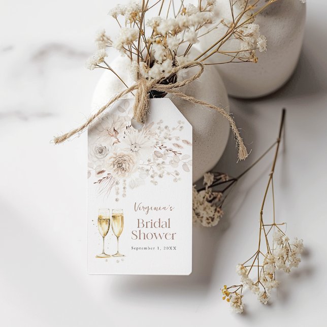Etiqueta Para Presente Pérolas e Prosecco Bridal (Pearls and Prosecco Bridal Gift Tags
)