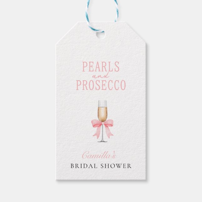 Etiqueta Para Presente Pérolas Rosa & Brunch de Prosecco para Noiva   (Frente)