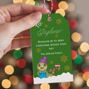 Etiqueta Para Presente Personagem de Natal com Cana-de-Açúcar