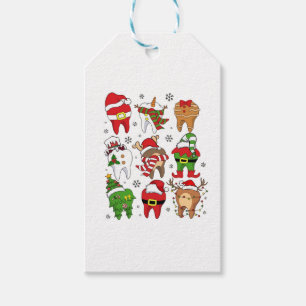 Etiqueta Para Presente Personagens Dentários de Natal Adoráveis Diversão