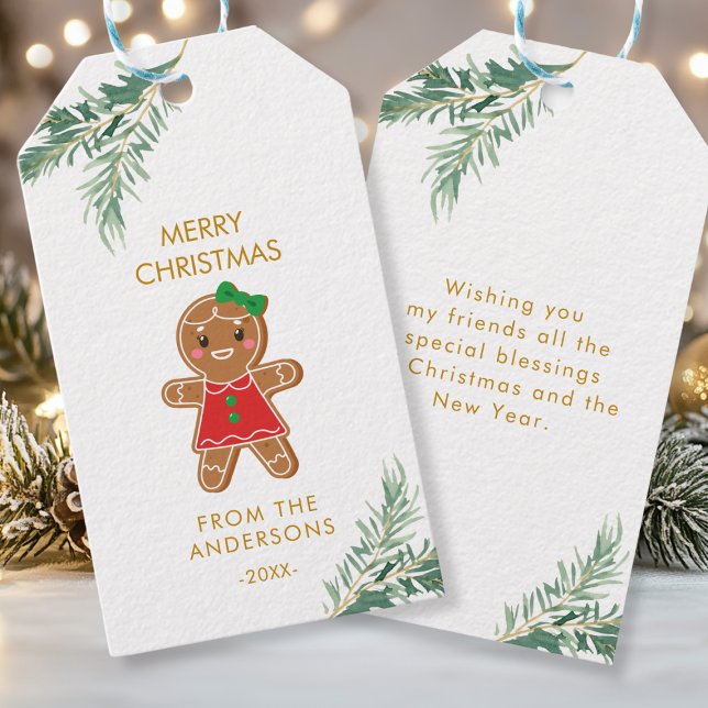 Etiqueta Para Presente Personalisierte Weihnachts - Geschenkanhänger (Merry Christmas, Gingerbread - Girl - Cookie, Favor Tags.)