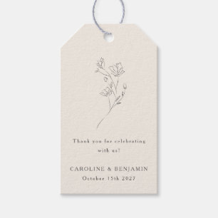 Etiqueta Para Presente Personalização de Casamento Elegante de Linha Flor