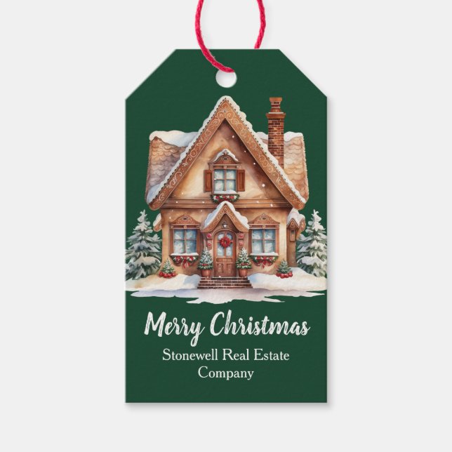 Etiqueta Para Presente Personalização Verde da Companhia Imobiliária de F (Frente)