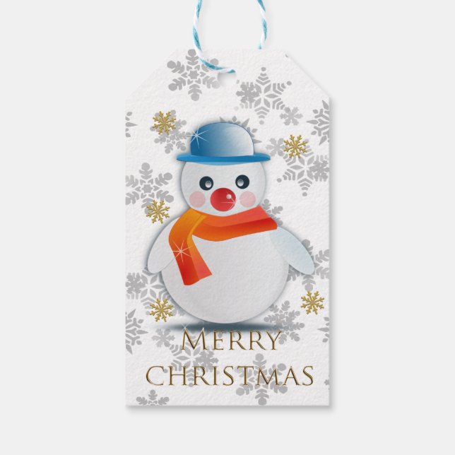 Etiqueta Para Presente Personalizado Bonito Snowman (Verso)
