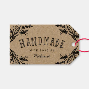 Etiqueta Para Presente Personalizado com Design Floral Desenhado com Amor
