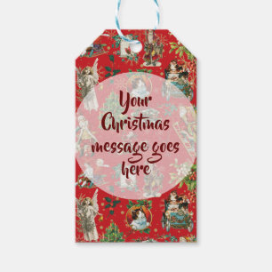 Etiqueta Para Presente Personalizado Natal Vintage Retro Festivo Vermelho