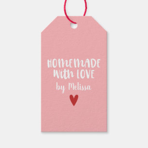 Etiqueta Para Presente Personalizado Rosa Caseiro Com Amor Coração