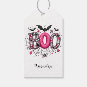 Etiqueta Para Presente Personalizado Rosa Falso Joia Boo Assustador Hallo