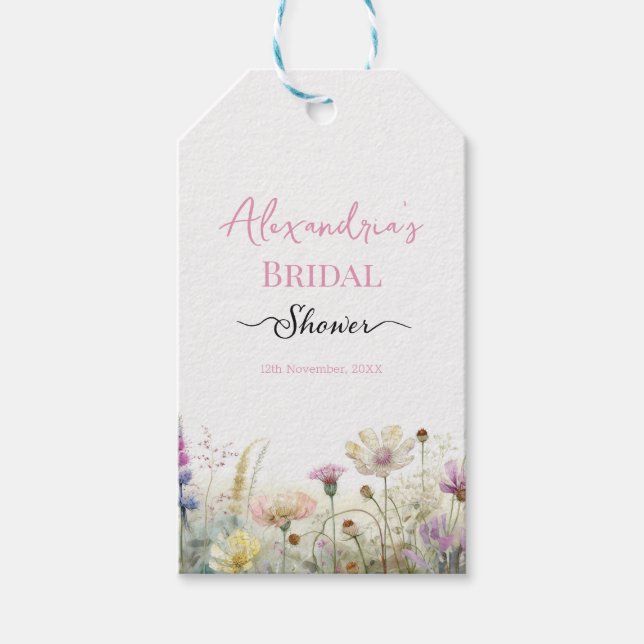 Etiqueta Para Presente Personalizar Chuva de Bênção Flores Silvestres (Frente)