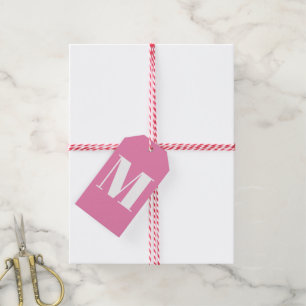 Etiqueta Para Presente Personalizar monograma branco rosa inicial