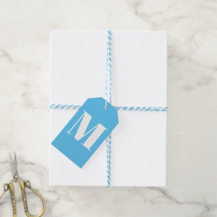 Etiqueta Para Presente Personalizar o monograma azul claro branco