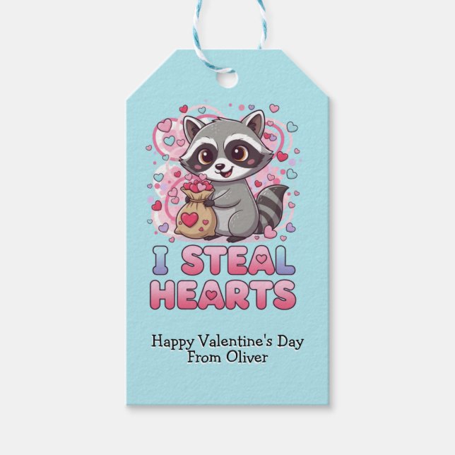 Etiqueta Para Presente Personalized Cute Raccoon Classroom Valentine (Frente)