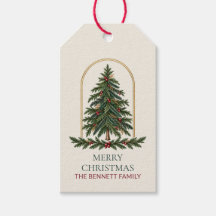 Personalized Evergreen Family Christmas Gift Tag