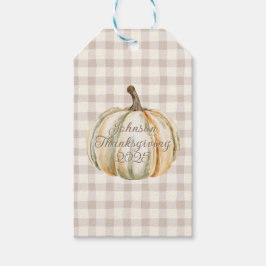 Etiqueta Para Presente Personalized Family Thanksgiving Neutral Gingham 