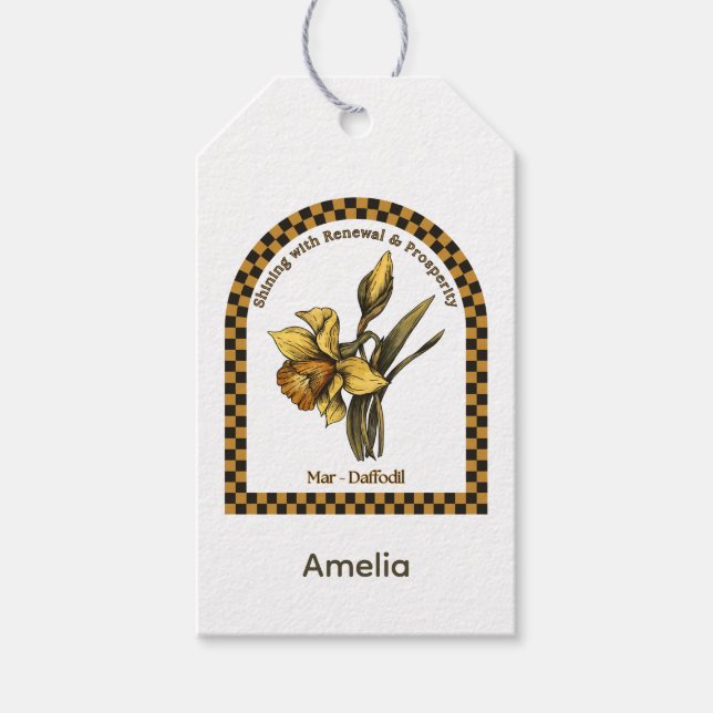 Etiqueta Para Presente Personalized March Birth Month Flower (Frente)