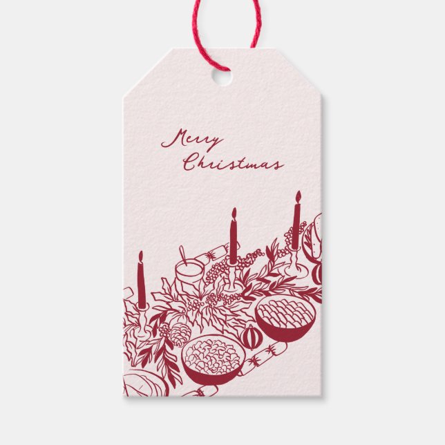 Etiqueta Para Presente Personalized Merry Christmas Table Minimal Design (Frente)