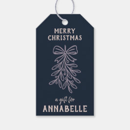 Etiqueta Para Presente Personalized Name Merry Christmas Mistletoe