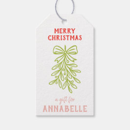 Etiqueta Para Presente Personalized Name Merry Christmas Mistletoe