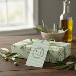 Etiqueta Para Presente Personalized Olive Wreath Monogram 